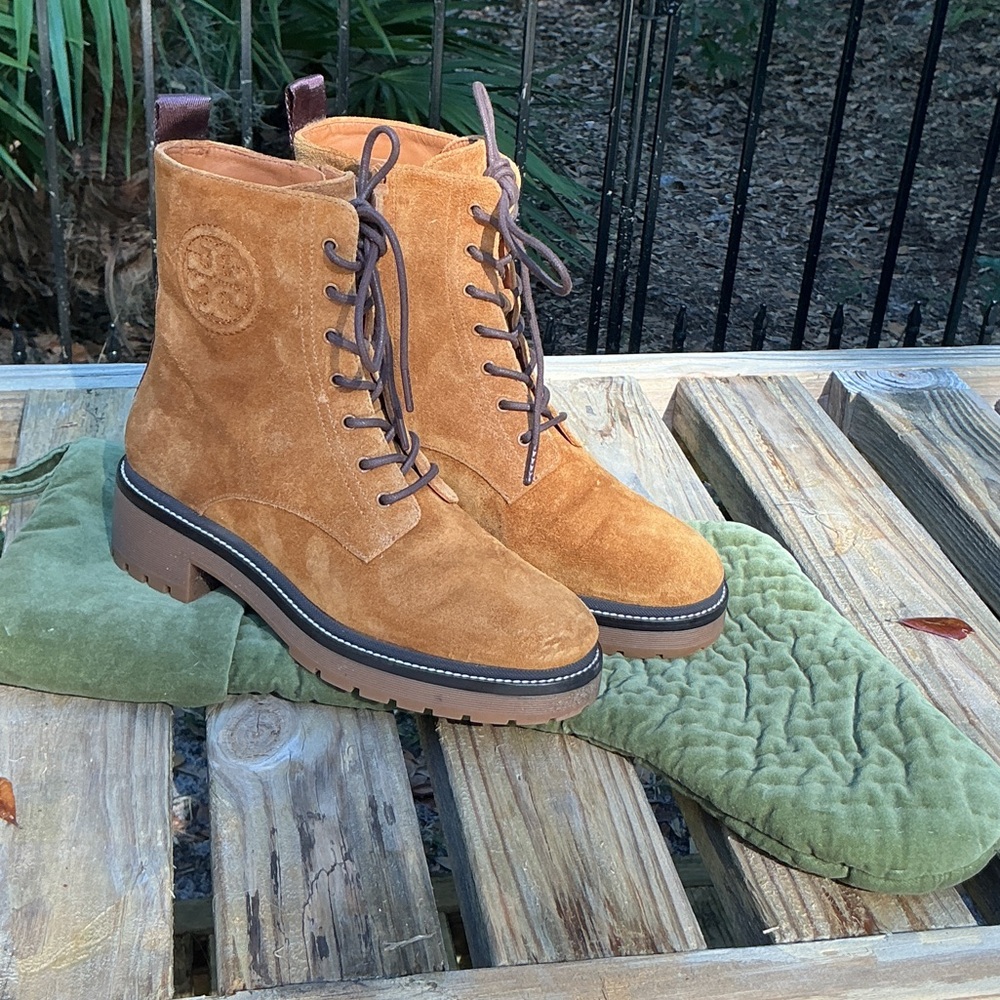 TORY BURCH Tan Miller Lug Sole Booties 8.5